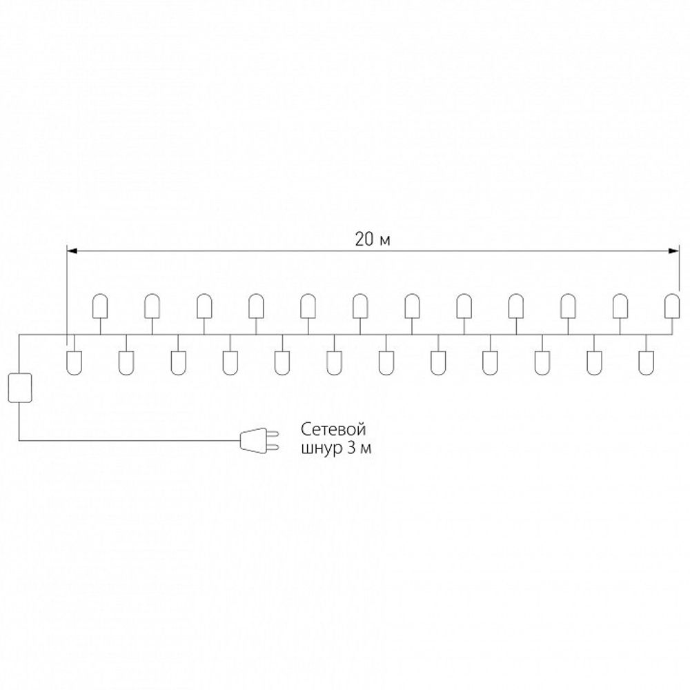 Гирлянда Нить Eurosvet 400-102 400-102 теплый белый с эффектом мерцания