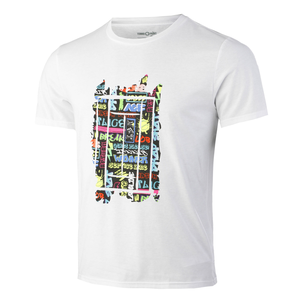 Мужское теннисное поло Tennis-Point Graffity T-Shirt Men - White, Multicoloured