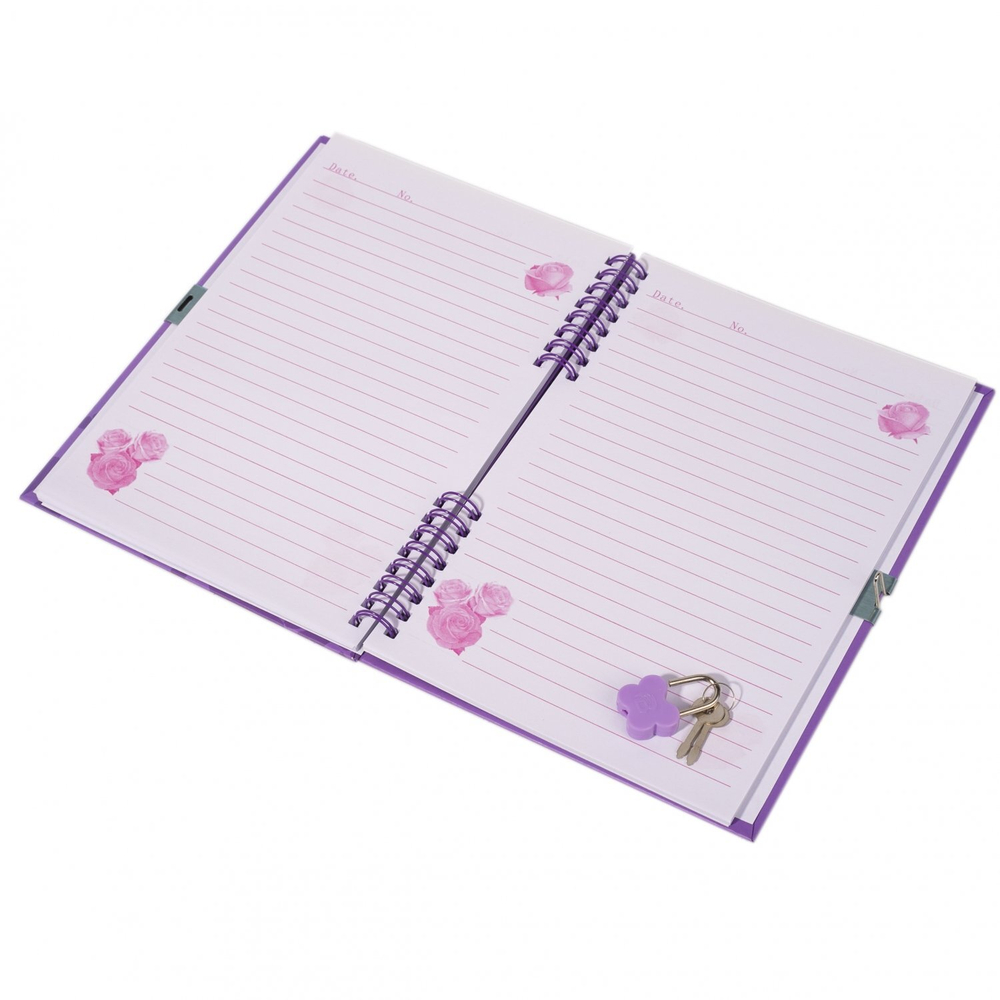 Записная книжка, пакет, А5, Alingar, замочек, сиреневый, "Бабочки пайетки"