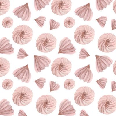 Нежный зефир на белом фоне. Акварельные сладости.