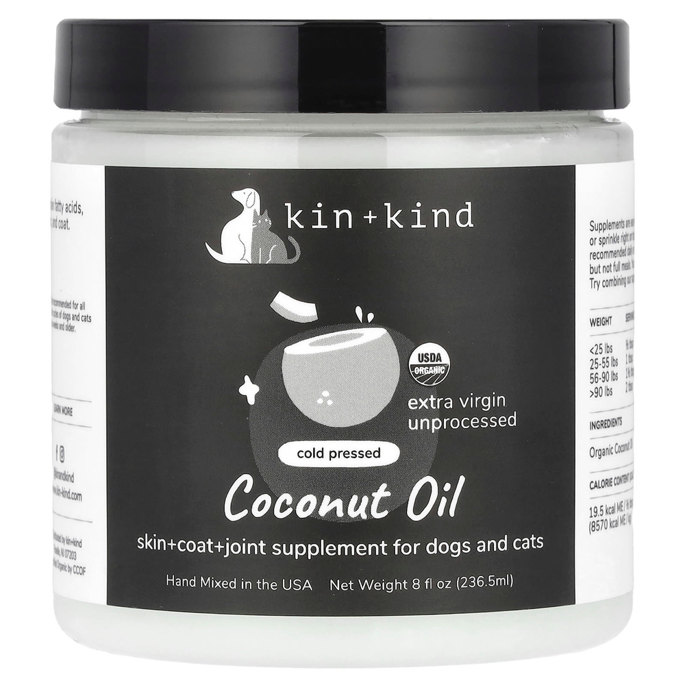 Kin+Kind, Кокосовое масло, для собак и кошек, 236,5 мл (8 жидк. унц.)