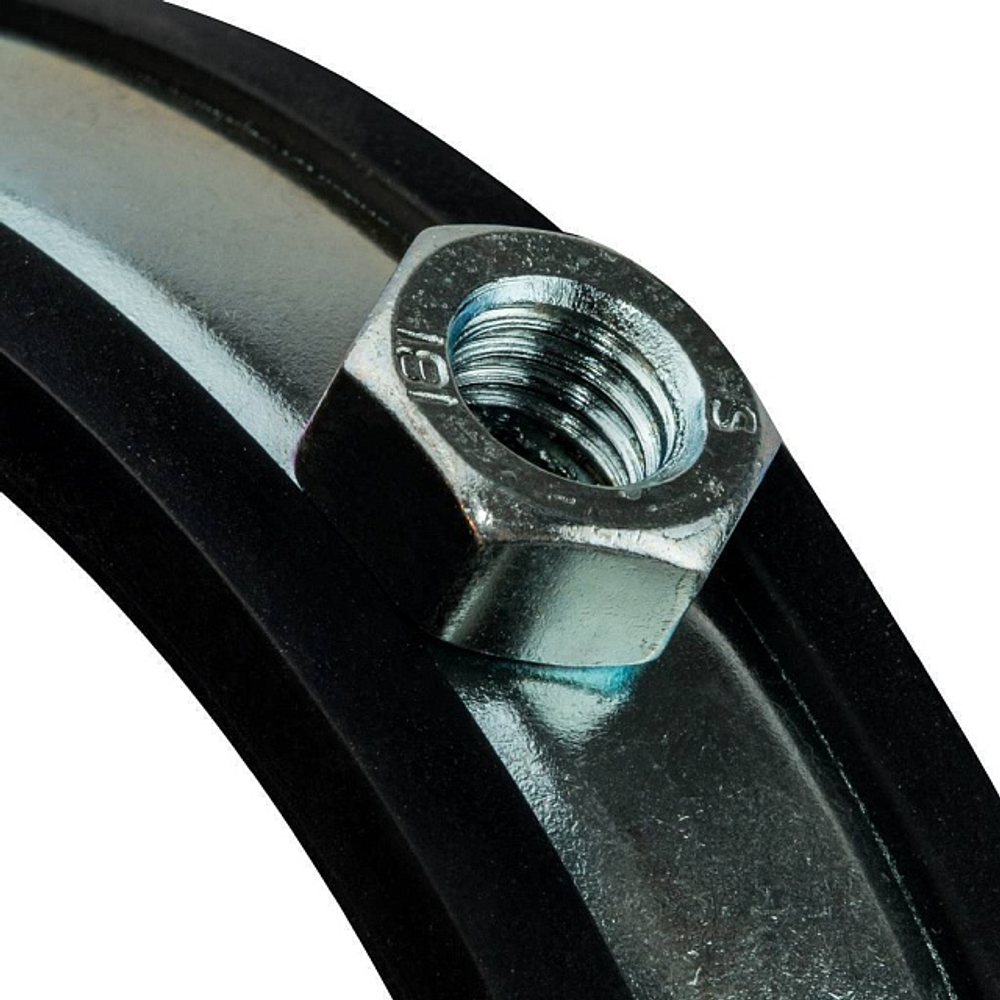 Хомут для труб двухвинтовой STOUT - 3" (87-94 мм, шпилька, шуруп и дюбель в комплекте)