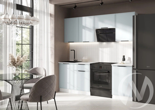 Кухня Николь 2;1м (белый/браш деним блю/антаерс)