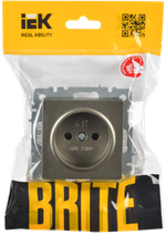 BRITE Розетка 1-местная без заземления с защитными шторками 10А РСш10-2-БрШ шампань IEK