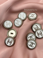 Пуговицы Шан. серебристые с белой эмалью (плоские) (скидка)