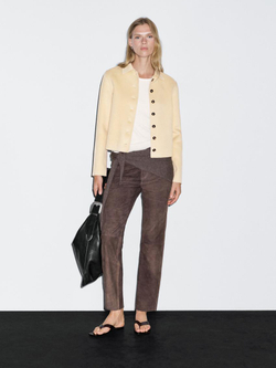 Massimo Dutti Короткое пальто из смесовой шерсти, светло-бежевый