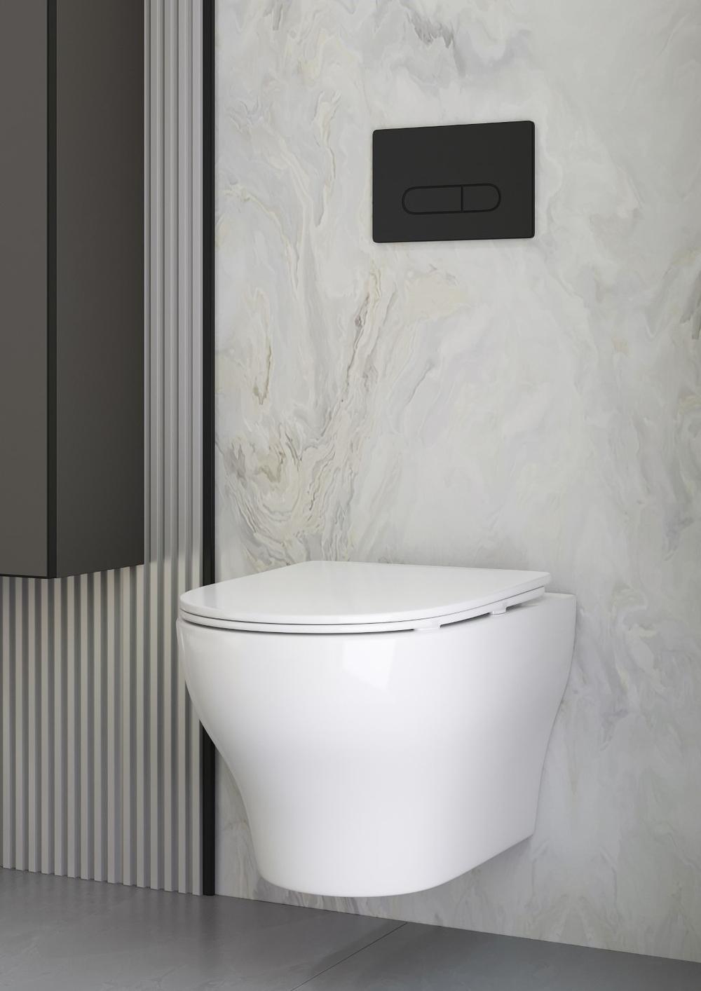 Унитаз подвесной с функцией биде FIORE Белый матовый c крышкой, функция Торнадо