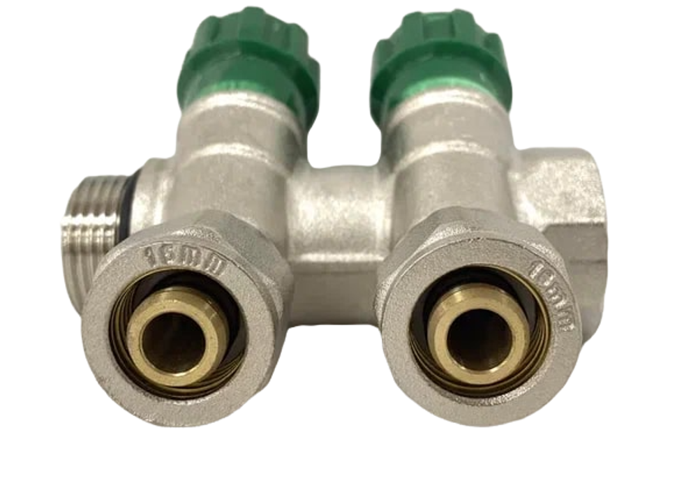 Коллектор Grema НВ 3/4x16 евроконус на 2 вых c вентилями (CN)