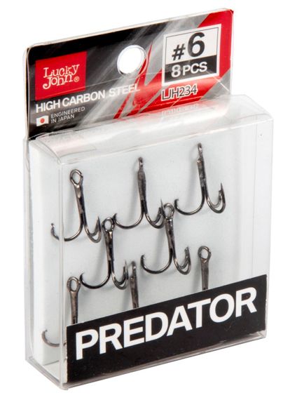 Крючки-тройники Lucky John PREDATOR LJH234 №6, 8 шт.