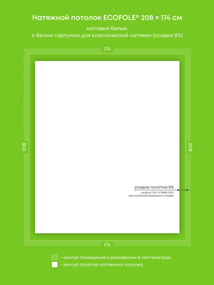 Матовый натяжной потолок 3.6 м2