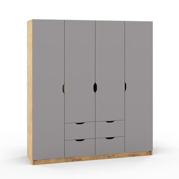 Шкаф ГРАНД-ЛАВОРО-3 /1800*2000*553/ дуб бунратти / вулканический серый