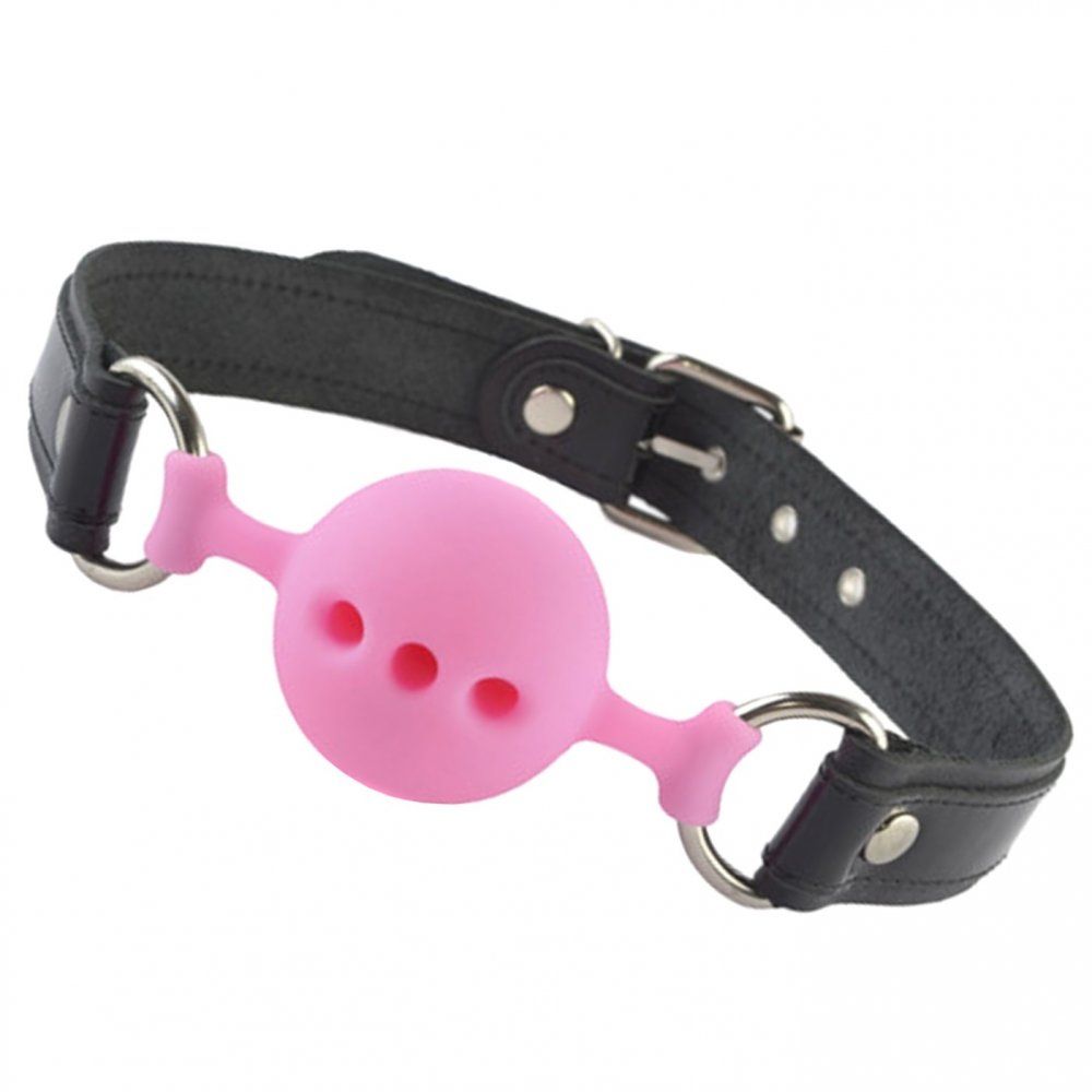 Кляп Sitabella силикон розовый 4,4 см ремешок черный лак