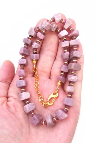 Бусы из розового турмалина, рубеллит, премиальная позолоченная фурнитура