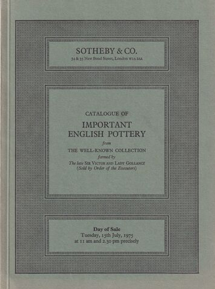 Каталог аукциона Sotheby's, Лондон, Английская керамика из частных коллекций от 15 июля 1975 года
