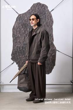 Куртка Nothomme Blue Spring Slightly Wrinkled Cotton-Nylon Blend Cargo Turn-Down Collar Jacket