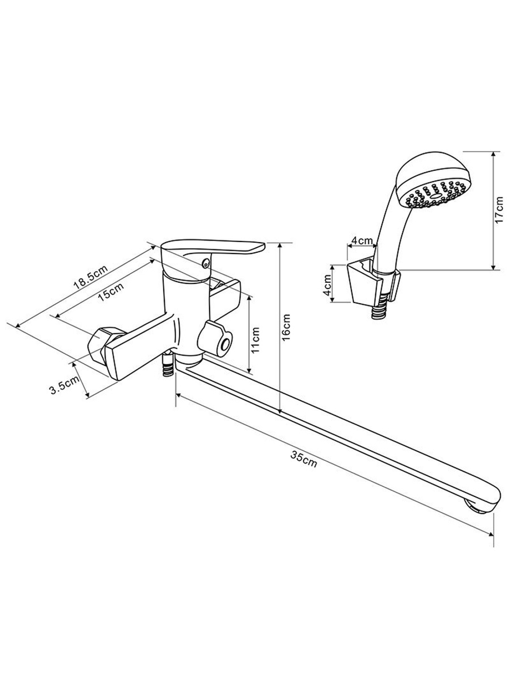 Смеситель ванна MELODIA Waltz картридж 35мм длинный излив 350мм поворотн.аэратор, хром MDV30141