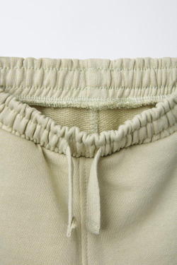 ZARA КОМПЛЕКТ ИЗ ТОЛСТОВКИ С ВОРОТНИКОМ ПОЛО И БРЮК-ДЖОГГЕРОВ, СВЕТЛО-ЗЕЛЕНЫЙ