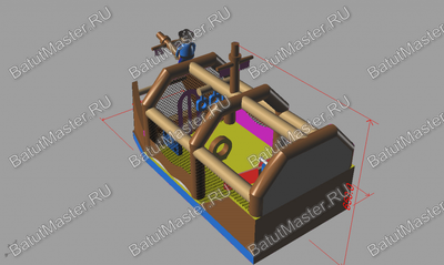 Большой батут-горка "Пиратский корабль 2" с пушками