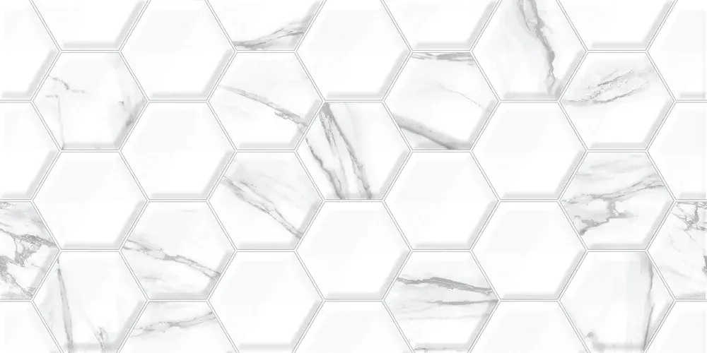 Настенная плитка ALMA Ceramica TWU09VEG017 Vegas 50x24.9 белая глянцевая рельефная под мозаику