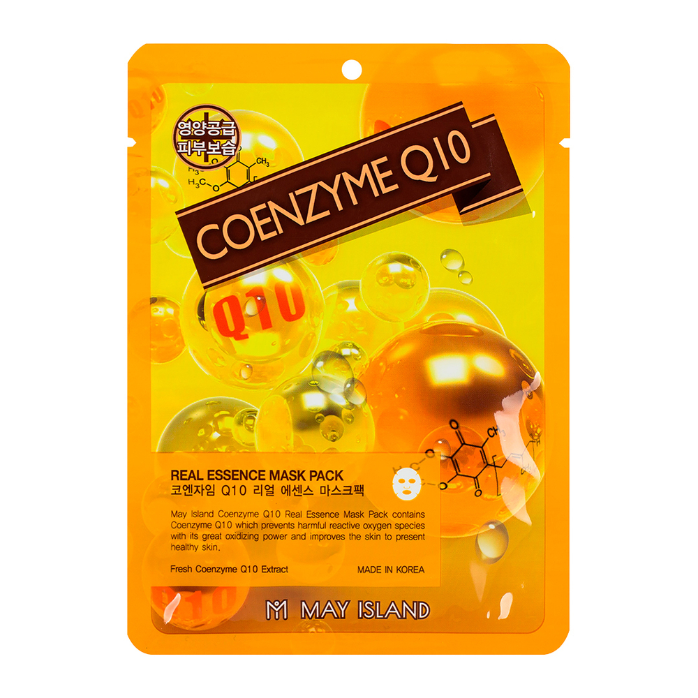 Маска для лица May Island Coenzyme Q10 Real Essence Mask Pack тканевая антивозрастная с коэнзимом Q10 25 мл