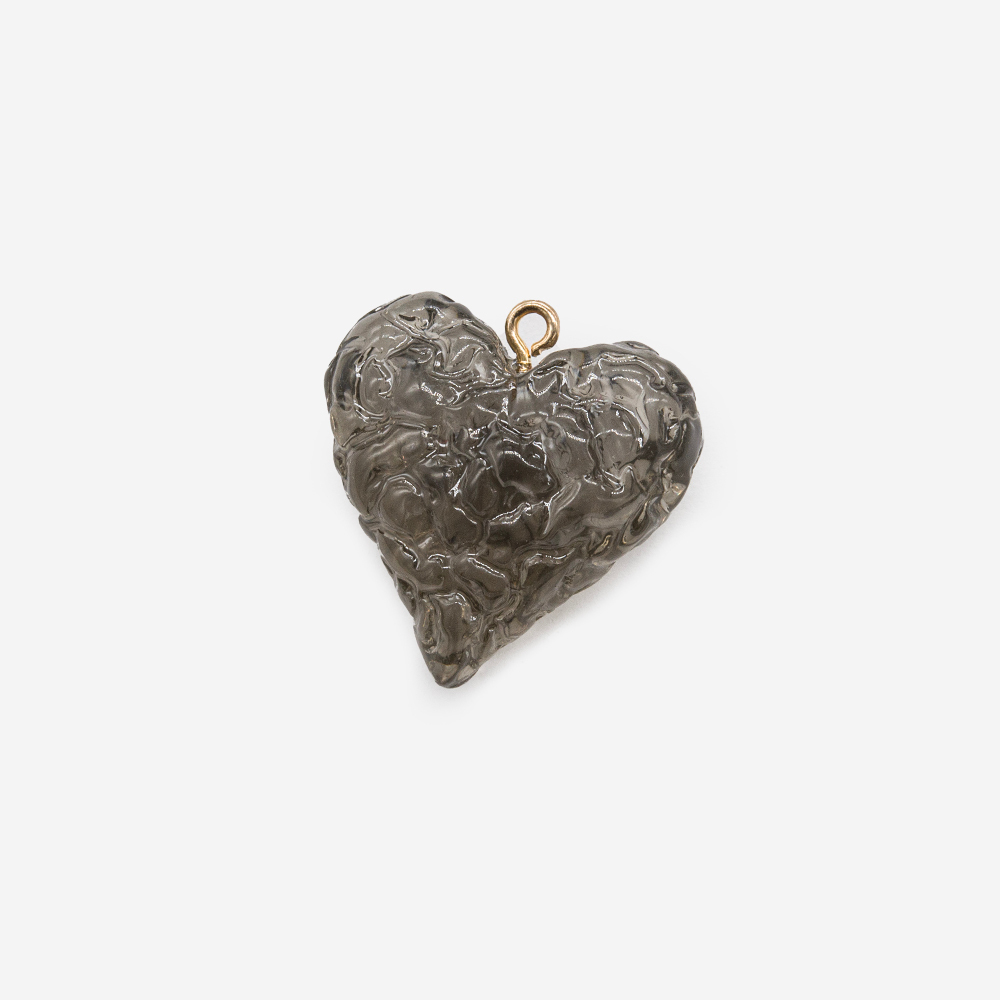 Подвеска "Сердце" с бейлом, 26,6*25,5мм, дымчатый акрил