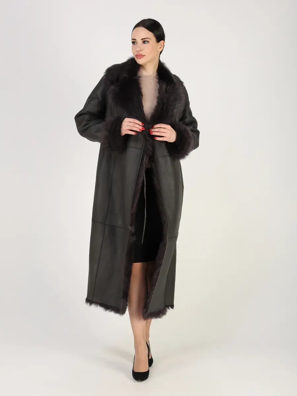 Дубленка зимняя натуральная длинная и теплая