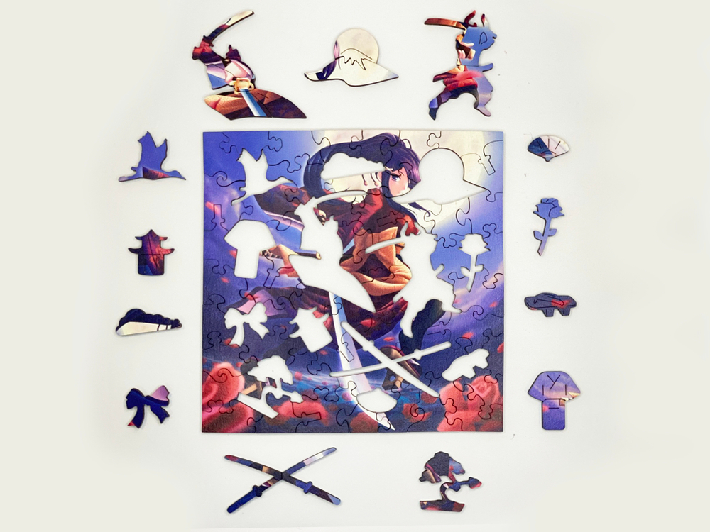 Деревянный пазл «Мечи и Розы»