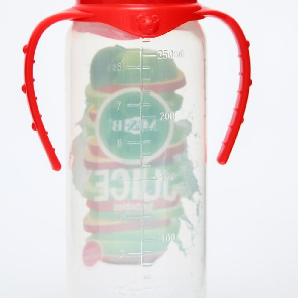 5399486 Бутылочка для кормления «Яблочный сок» 250 мл цилиндр, с ручками