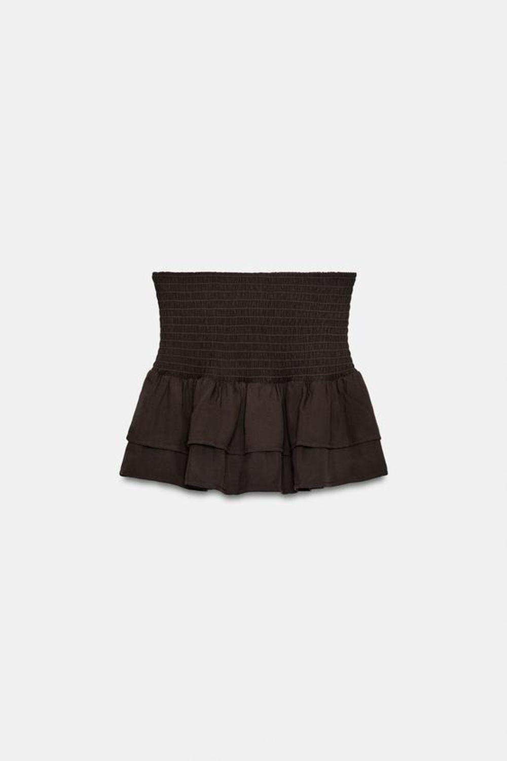 ZARA ЮБКА-ШОРТЫ С ЖАТКОЙ И ВОЛАНАМИ, КОРИЧНЕВЫЙ