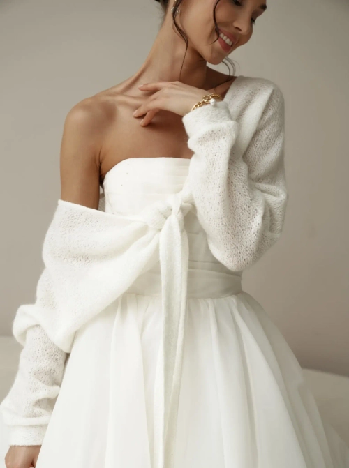 Свадебный бохо кардиган с завязками