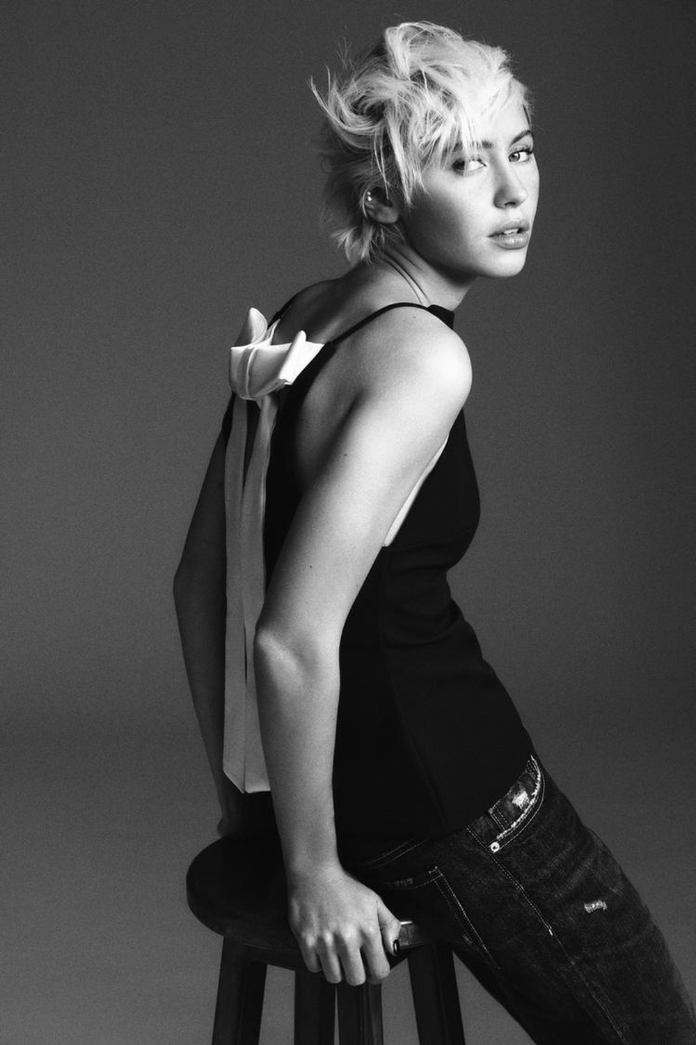 ZARA ТОП С БАНТОМ СЗАДИ, ЧЕРНЫЙ