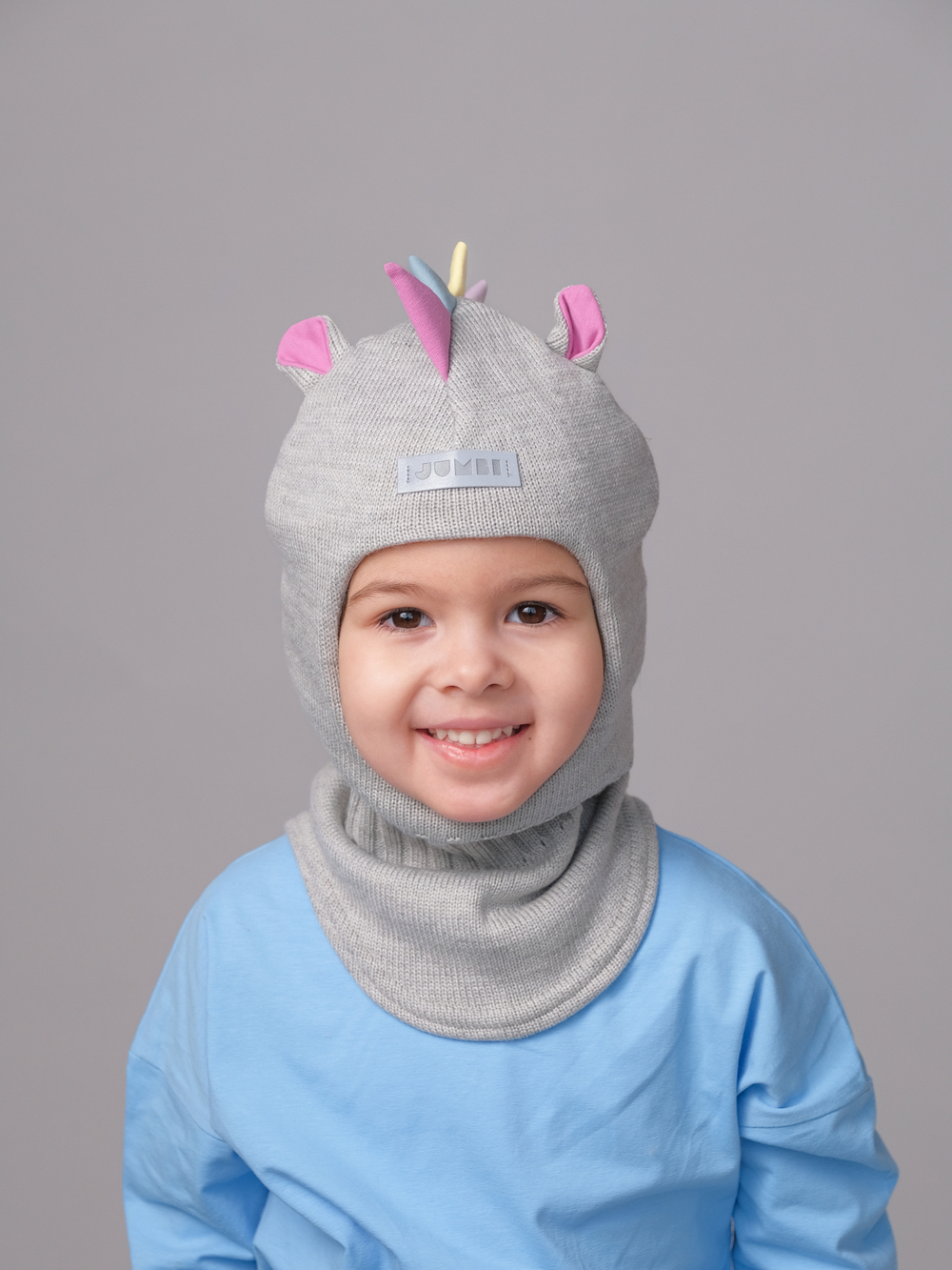 Шлем весенний/осенний вязаный (Жемчужно-пепельный) UNIC