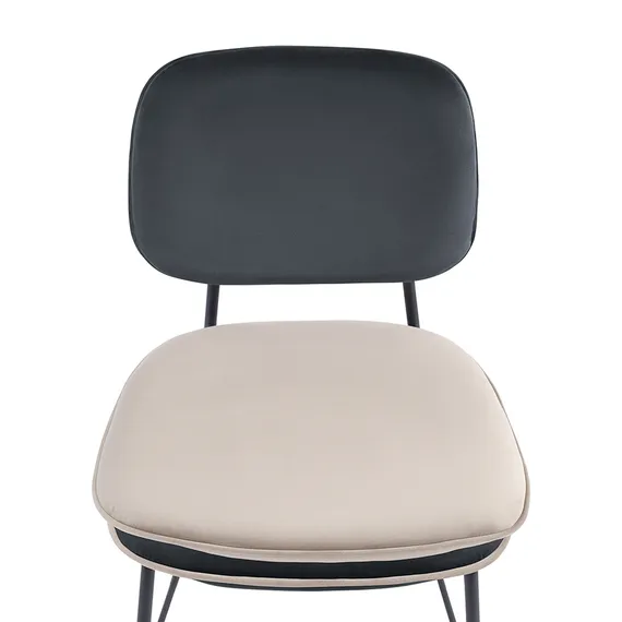 Полубарный стул Pea, темно-серый/бежевый велюр с контрастным кантом