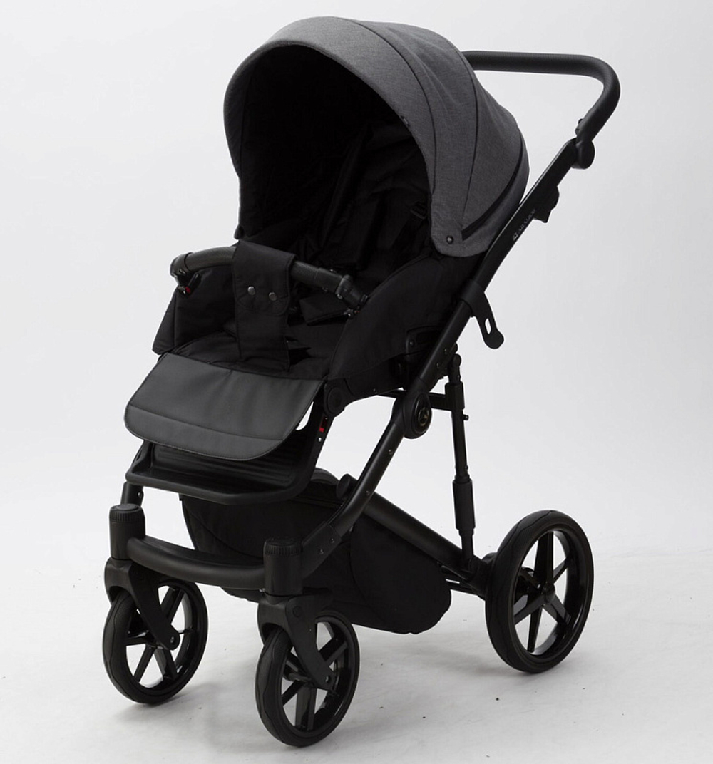 Детская коляска Adamex Mobi 2 в 1 M-PS108 Темно-серый, Кожа