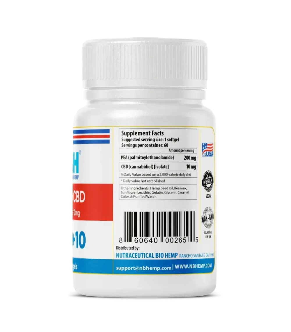 NBHemp - PEA + CBD 200 mg + 10 mg 60 softgels