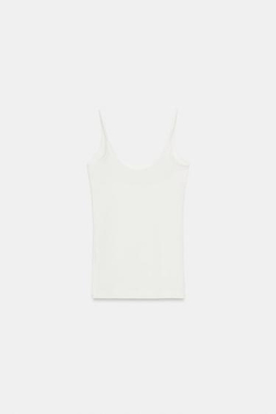 ZARA ТОП В СТИЛЕ РУСТИК НА БРЕТЕЛЯХ, БЕЛЫЙ