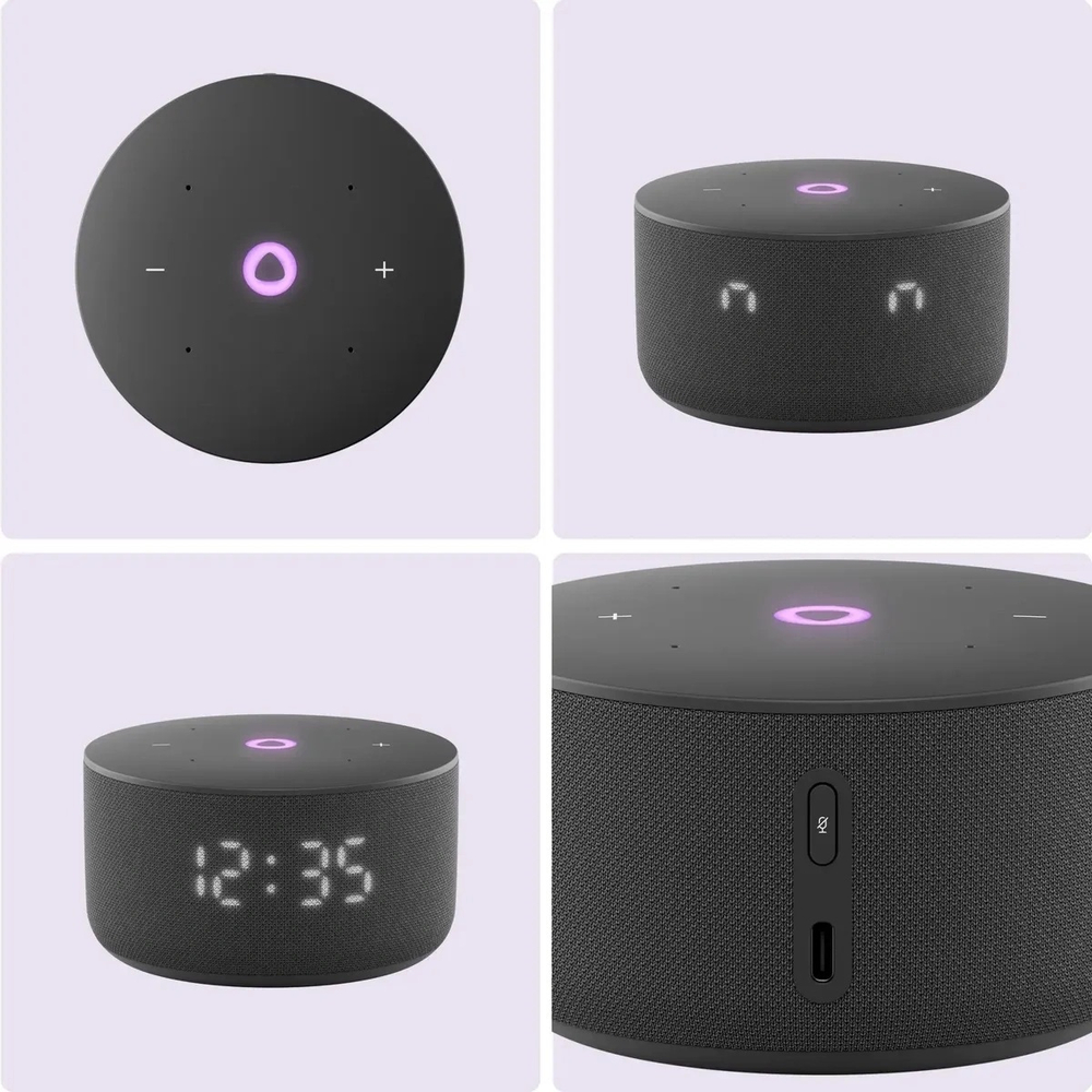 Умная колонка Яндекс Станция Мини 3 с часами, Чёрный (YNDX-00027BLK)