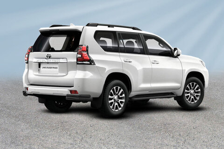 Защита заднего бампера Toyota Land Cruiser Prado J150 (2017-2020) уголки d76+d42 серебристая