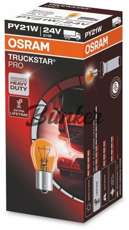 Галогеновая лампа Osram Truckstar Pro +100% PY21W,24V