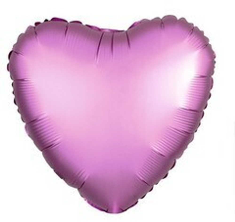 А 18" Сердце, Сатин, Розовый, 1 шт.