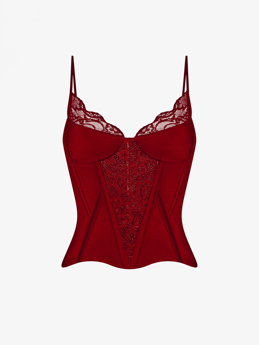 Tоп-бюстье корсетного типа из сатина и кружева