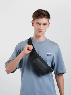 Сумка на пояс мужская через плечо на плечо поясная для документов спортивная, черная
