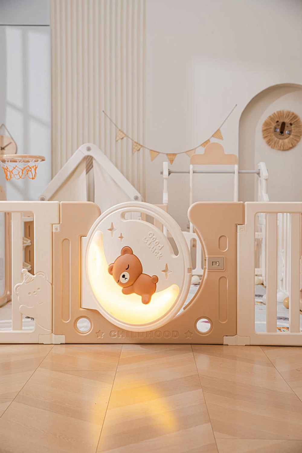 Манеж UNIX Kids DeLuxe House&Storage Camel 180 x 200 см с игровыми аксессуарами
