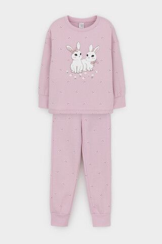 пижама  для девочки  К 1581/фламинго,маленькие листья