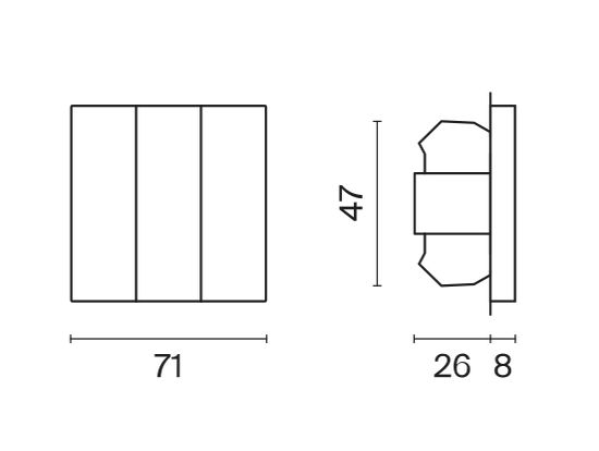 Выключатель встраиваемый VOLTUM S70 трехклавишный 10А, (белый матовый)
