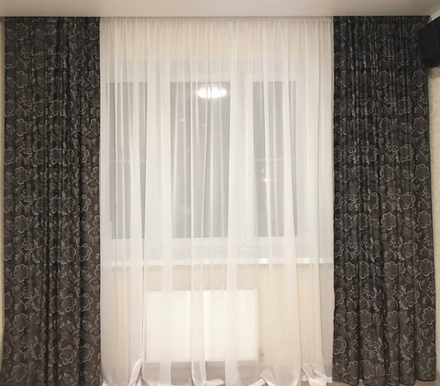 Готовые шторы жаккард из хлопка арт. 73759, цвет шоколад