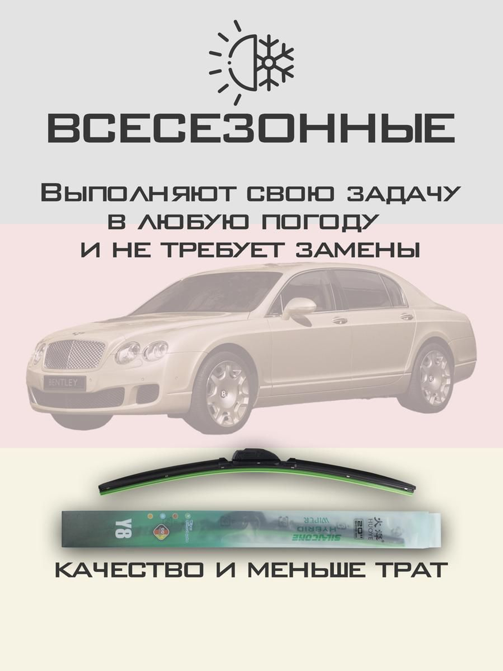 Щетки стеклоочистителя HUOYE Y8 600/600 мм на Bentley FlyungSpur | Pin Lock