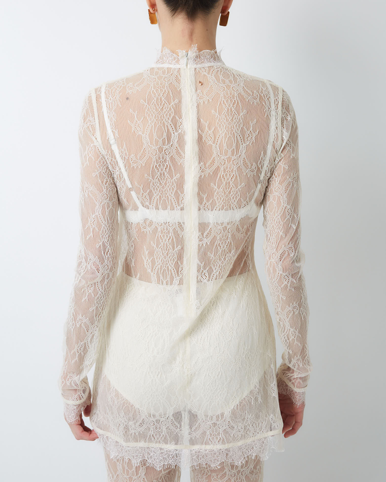 Топ из тонкого кружева молочный