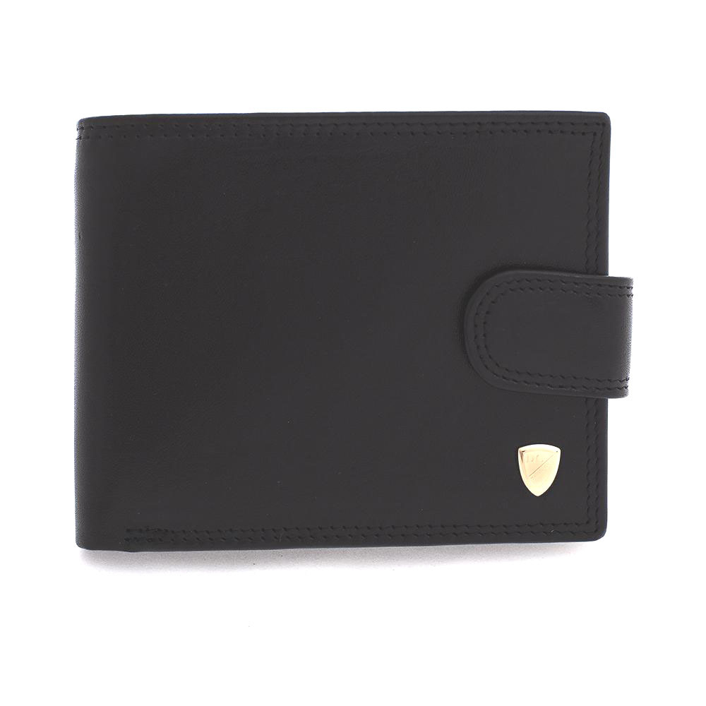 Портмоне кошелёк бумажник мужской чёрный из гладкой премиумной итальяской натуральной кожи DoubleCity 027-DC13-01A