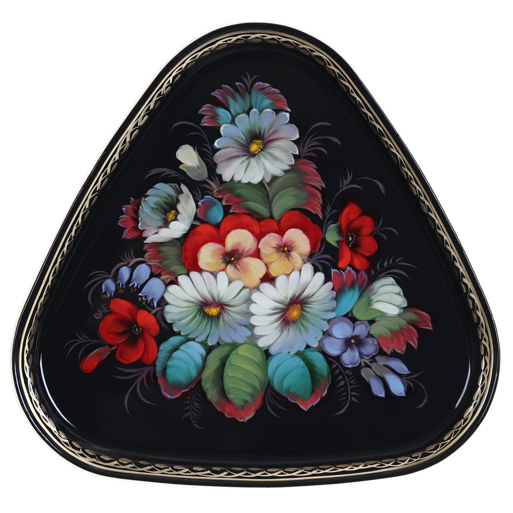 Жостовский поднос декоративный, размер 29х29 см (A8), металлический